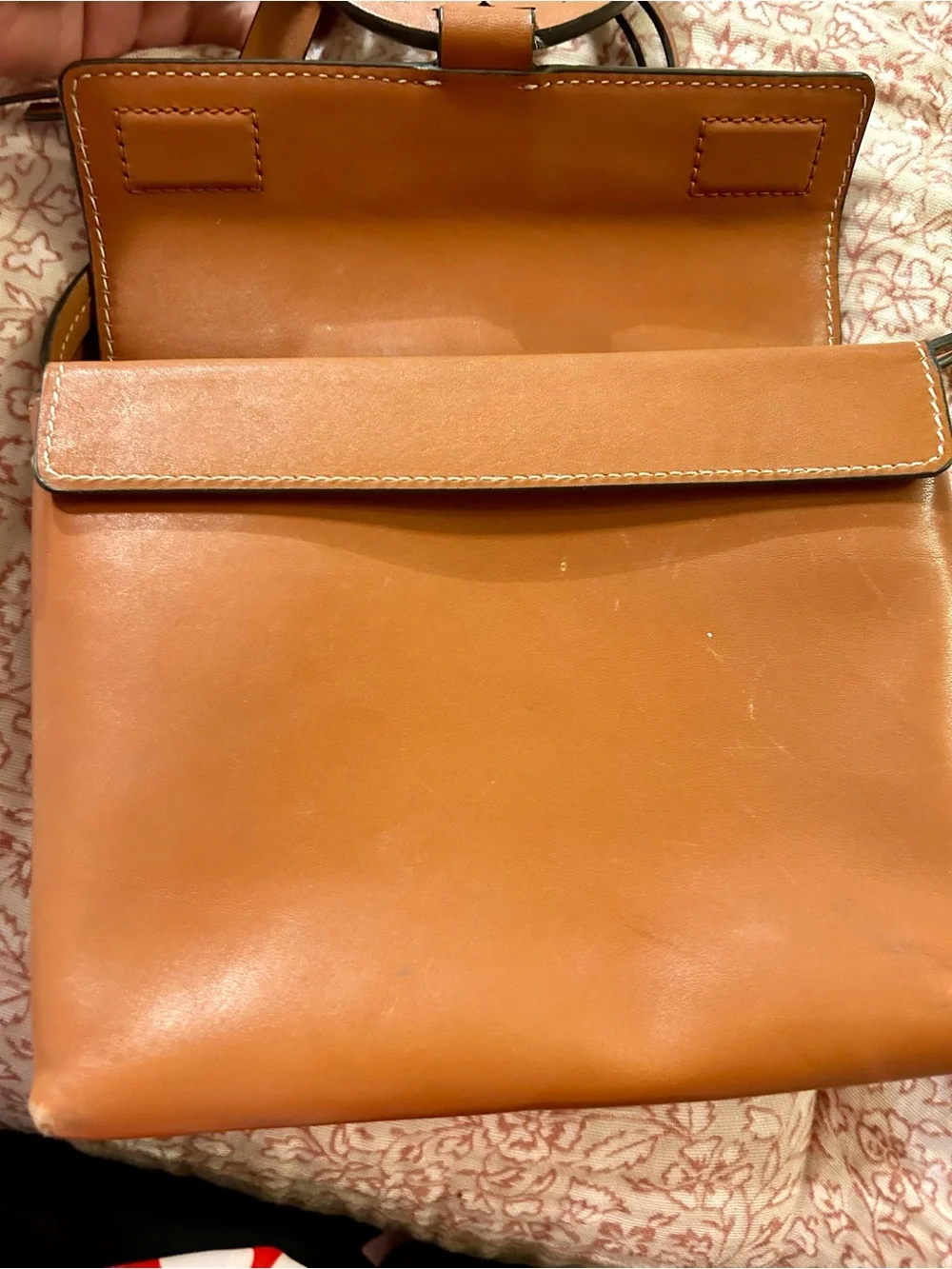 Tory Burch Tan Leather Logo Crossbody Bag